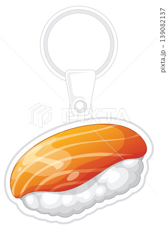 Salmon Nigiri Sushi Keychain Vector Illustration on White Background Salmon Nigiri Sushi Keychain Vector Illustration on White Background 139082137
