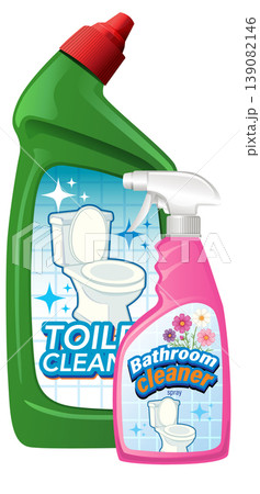 Toilet and Bathroom Cleaner Bottles Vector Illustration 139082146