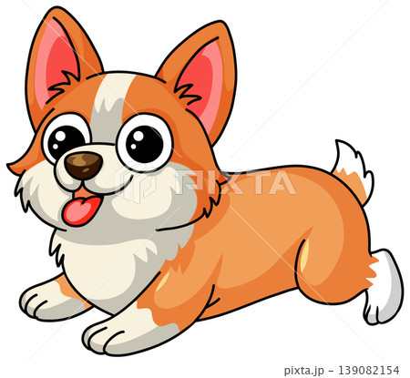 Cute Cartoon Welsh Corgi Dog Vector Illustration on White Background 139082154