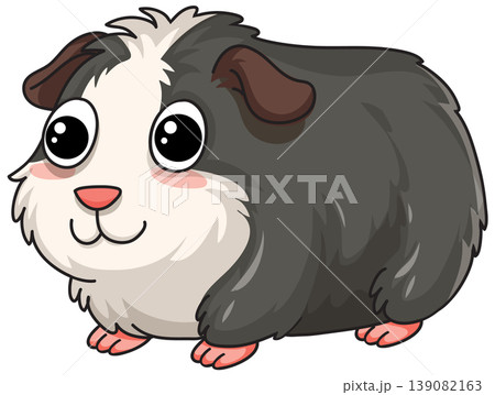 Cute Cartoon Guinea Pig Vector Illustration on White Background 139082163