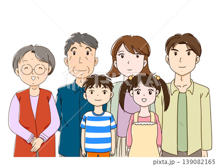 3世代6人家族のイラスト 3世代6人家族のイラスト 139082165