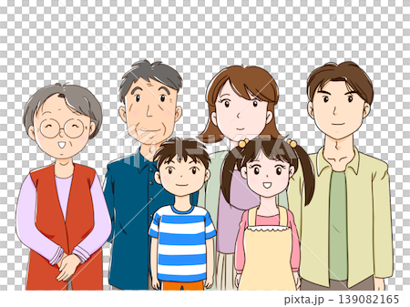 3世代6人家族のイラスト 3世代6人家族のイラスト 139082165