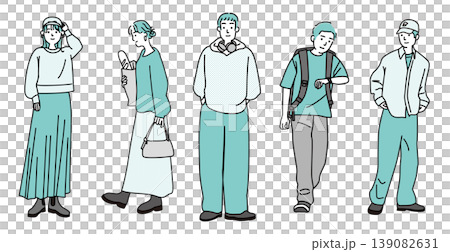 Young men and women in casual clothes Young men and women in casual clothes 139082631