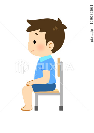 いい姿勢ですわる子ども 横向きのイラスト素材 [139082661] - PIXTA