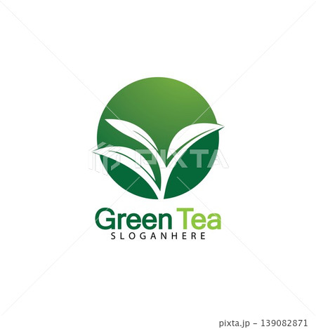 Green tea leaf logo vector icon illustration design isolated on white background-vector image 139082871