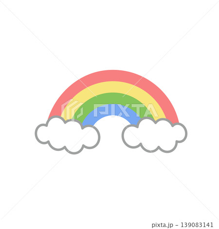 虹のイラスト　梅雨素材　雨の日　梅雨　雲と虹　晴れ　 139083141