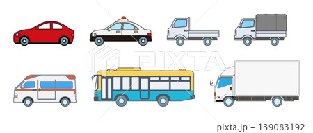 車のセット（線あり）	 139083192
