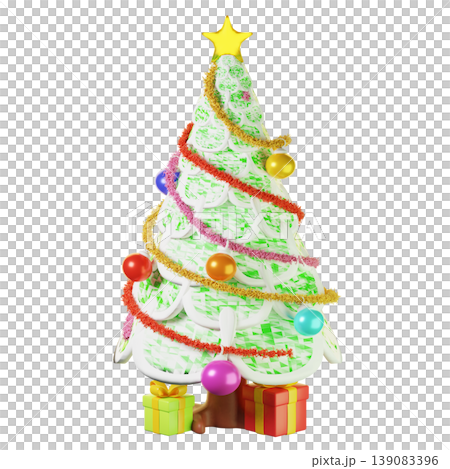 3d icon Christmas tree with gifts 139083396
