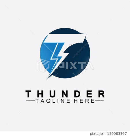 Letter T Thunder electric lightning logo vector illustration design.Flash T Letter Logo, Electrical Bolt Logo Vector 139083567