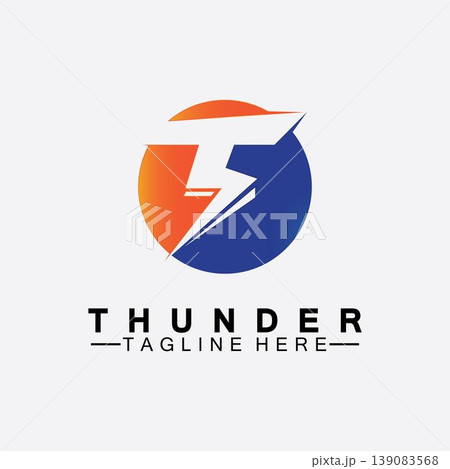 Letter T Thunder electric lightning logo vector illustration design.Flash T Letter Logo, Electrical Bolt Logo Vector 139083568