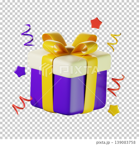 3d gift box with ribbon, 3d new year icon 139083758