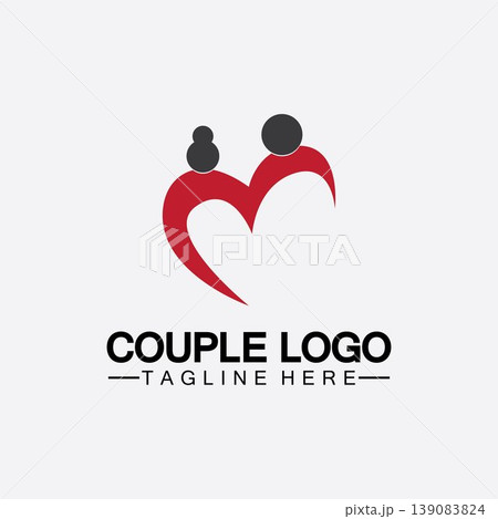 people with love couple vector logo icon  symbol vector. This also represents married couple, husband & wife, bride and bridegroom, live-in partners, lovers, romantic couple, pair 139083824