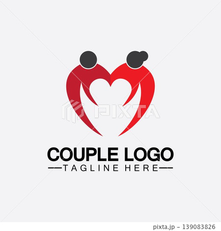 people with love couple vector logo icon  symbol vector. This also represents married couple, husband & wife, bride and bridegroom, live-in partners, lovers, romantic couple, pair 139083826