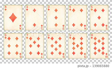 1〜10までのダイヤのトランプのイラスト 139083880