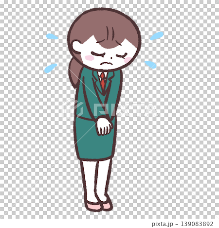 Illustration of a female office worker apologizing Illustration of a female office worker apologizing 139083892