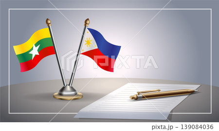 Small national flag of Myanmar and Philippines flag Relation, Template Vector Illustration Small national flag of Myanmar and Philippines flag Relation, Template Vector Illustration 139084036