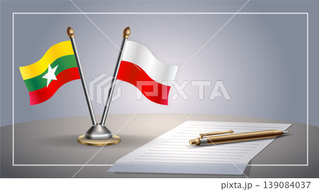 Small national flag of Myanmar and Poland flag Relation, Template Vector Illustration Small national flag of Myanmar and Poland flag Relation, Template Vector Illustration 139084037