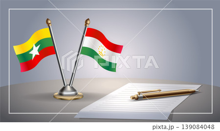 Small national flag of Myanmar and Tajikistan flag Relation, Template Vector Illustration 139084048