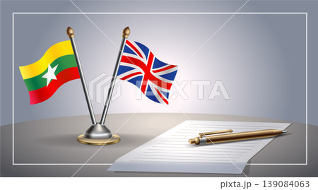 Small national flag of Myanmar and United Kingdom flag Relation, Template Vector Illustration Small national flag of Myanmar and United Kingdom flag Relation, Template Vector Illustration 139084063