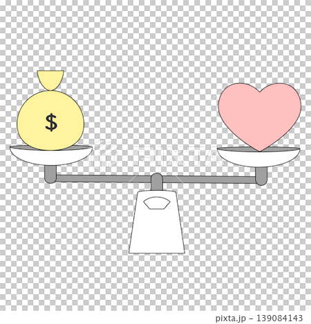 お金と愛を天秤にかけるイラスト素材 139084143