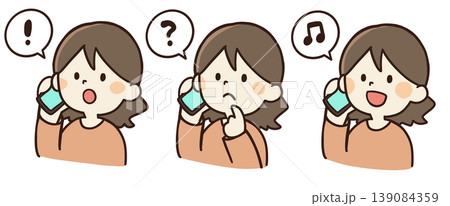 スマホで電話をする女性のイラスト 139084359