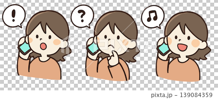 スマホで電話をする女性のイラスト 139084359