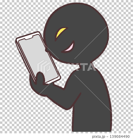 Illustration of a bad person looking at their smartphone Illustration of a bad person looking at their smartphone 139084490