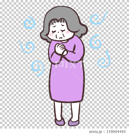 苦悩するシニア女性のイラスト 139084493