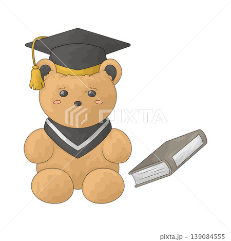 Illustration of Graduation Cute Teddy Bear with Books 139084555