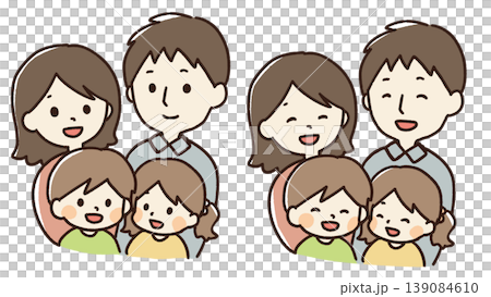 Hand-drawn illustration of a smiling family Hand-drawn illustration of a smiling family 139084610