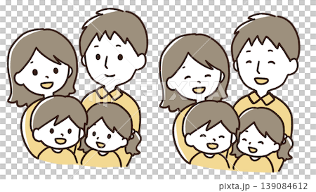 Hand-drawn illustration of a smiling family Hand-drawn illustration of a smiling family 139084612