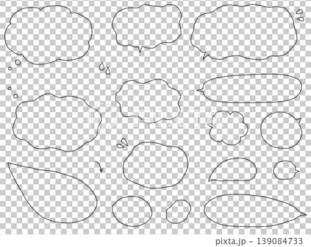 もこもこした手書きの吹き出しセット ゆるい線のかわいいフレーム 139084733