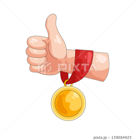 Illustration of thumbs up with medal Illustration of thumbs up with medal 139084925