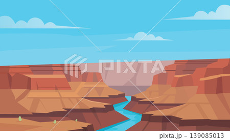 Quiet River Thread Through Giant Canyon Flat Design Quiet River Thread Through Giant Canyon Flat Design 139085013