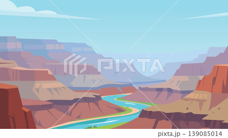 Flat Design Lone Tree Facing Ancient Canyon Winds 139085014