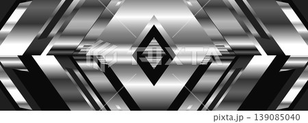 Modern abstract background with metallic gradient, chrome rhombus and polish metal angles. Wide vector illustration 139085040