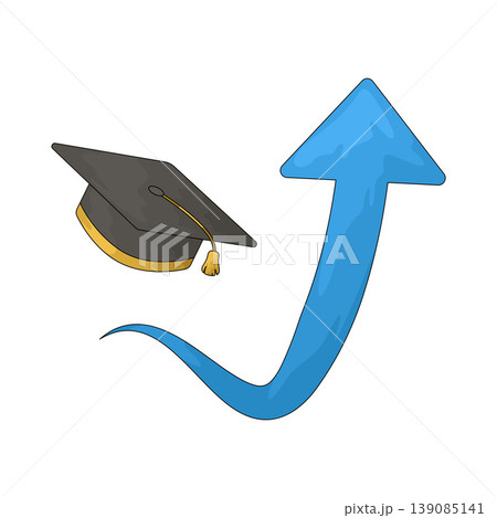 Illustration of Arrow Up with Graduation Cap 139085141