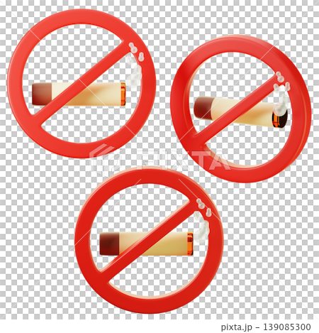 3D Icon Ramadan no Smoking on three points of view. On transparent background. On transparent background. 3D illustration. High resolution 3D Icon Ramadan no Smoking on three points of view. On transparent background. On transparent background. 3D illustration. High resolution 139085300