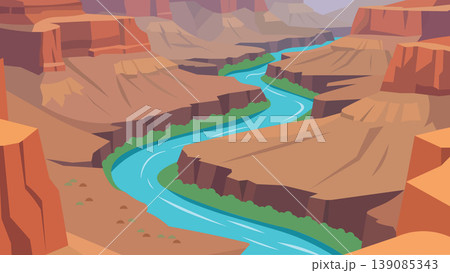 Turquoise Water Curving Beneath Desert Walls Flat Design Turquoise Water Curving Beneath Desert Walls Flat Design 139085343