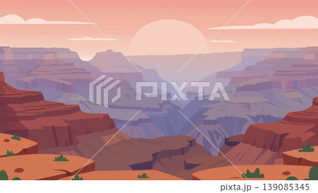 Endless Canyon Layers Breathing Dust Light Flat Illustration Endless Canyon Layers Breathing Dust Light Flat Illustration 139085345