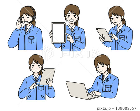 IT・DX化を進める現場の女性作業員セット 139085357
