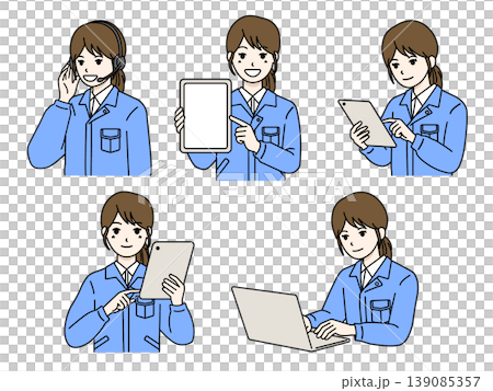 IT・DX化を進める現場の女性作業員セット 139085357