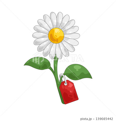 Illustration of daisy flower with a price tag 139085442