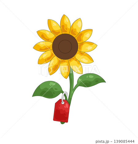 Illustration of sunflower with a price tag 139085444