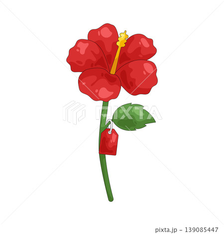Illustration of red hibiscus flower with a price tag Illustration of red hibiscus flower with a price tag 139085447