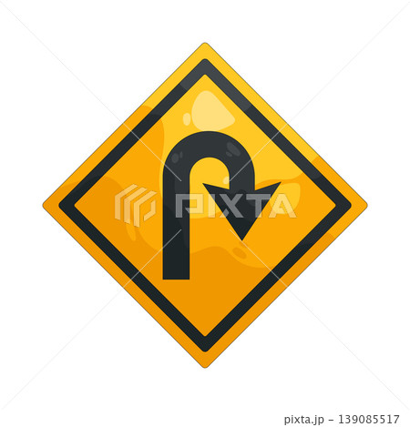 Illustration of U turn sign Illustration of U turn sign 139085517