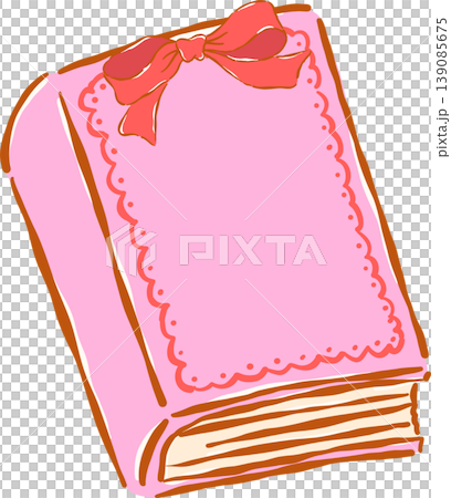 Preppy Bookish Pink Book With Ribbon Whimsical Hand Drawn 139085675