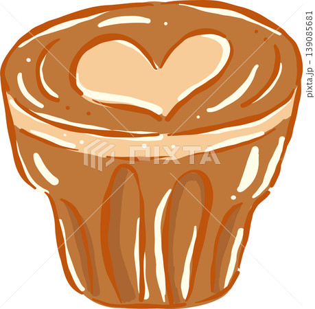 Preppy Coffee Latte with Heart Art Whimsical Hand Drawn 139085681