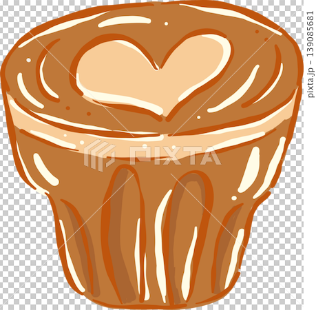 Preppy Coffee Latte with Heart Art Whimsical Hand Drawn 139085681