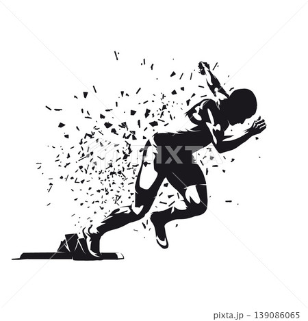 Run, running man, isolated vector silhouette. ink drawing. Side view. Athletics, track and field male athlete Run, running man, isolated vector silhouette. ink drawing. Side view. Athletics, track and field male athlete 139086065